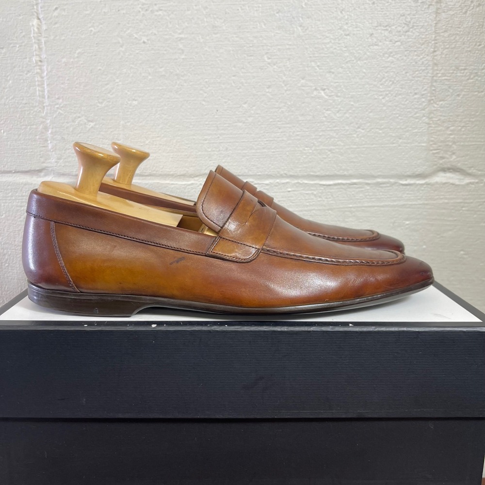 Magnanni 14098 Brown Leather Penny Loafers Slip On Dress Shoes‎ Men's 11 M